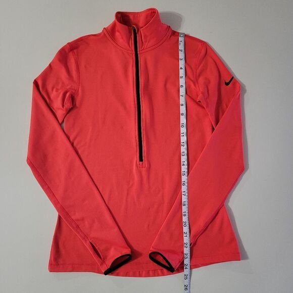 Nike Pro Women's Dri-FIT Half-Zip Orange Athletic Running Pullover - Picture 7 of 16